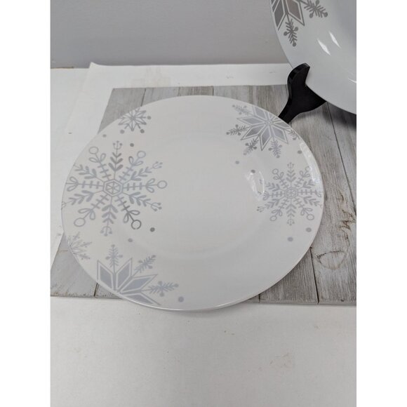 Royal Norfolk Silver Snowflakes Set Of 2 Christmas Holiday Dinner Plates 10 5/8" - Picture 2 of 7